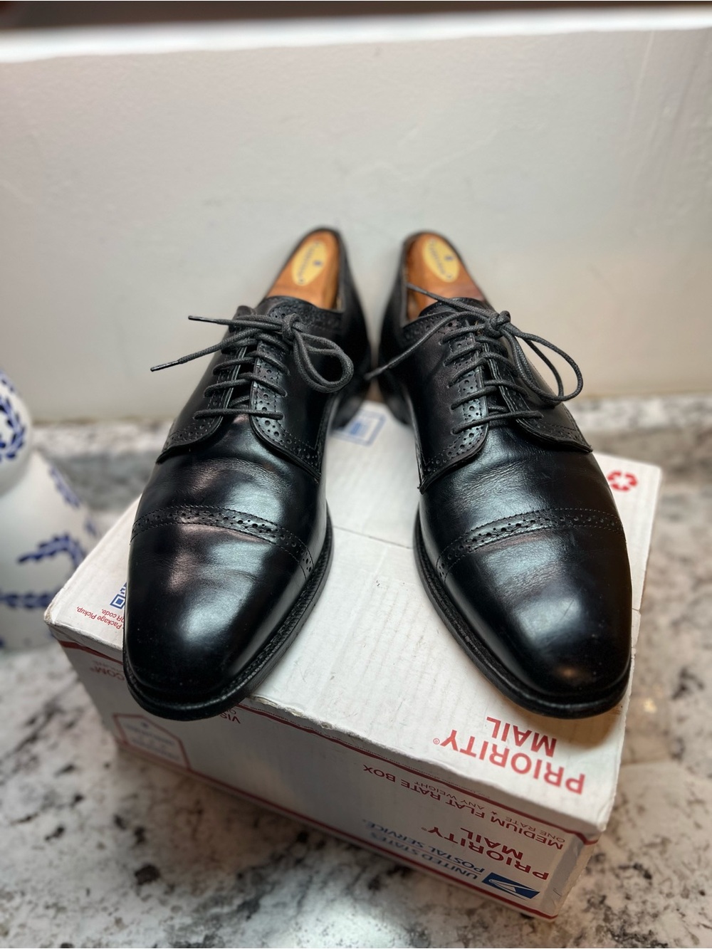 Allen Edmonds Yorktown Black Leather Cap Toe Derby Dress Shoes Men's Size 10D